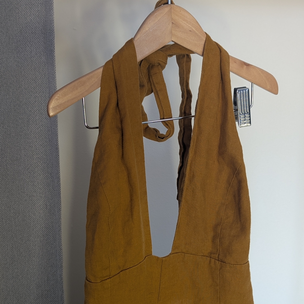 Wilfred Mustard Brown Halter Jumpsuit
